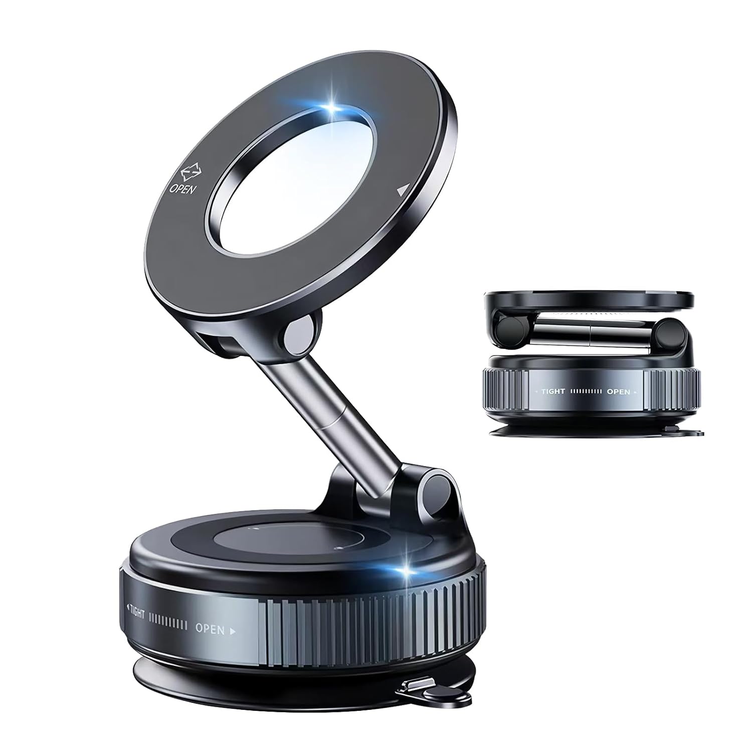 Magnetic Vacuum Phone Holder with 360° Rotation & Powerful Suction – Secure Mount for Car, Gym, Bathroom & Flat Surfaces, Universal Support for All Smartphones